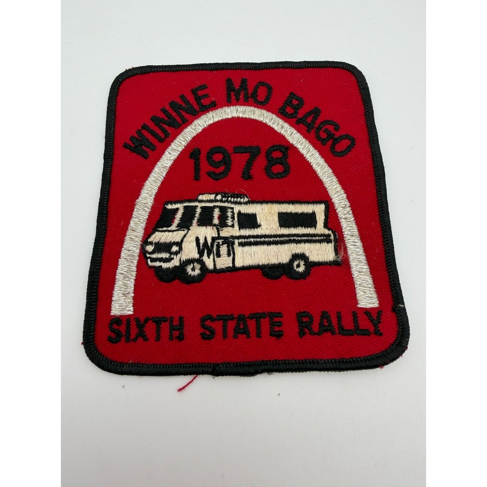 Vintage Winne Mo Bago 1978 Sixth State Rally RV Motorhome Embroidered Patch Red